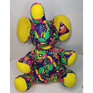 Sugar Loaf Toys Brand Elephant Plush Multicolor Vintage 90's With Tag 12" Clean
